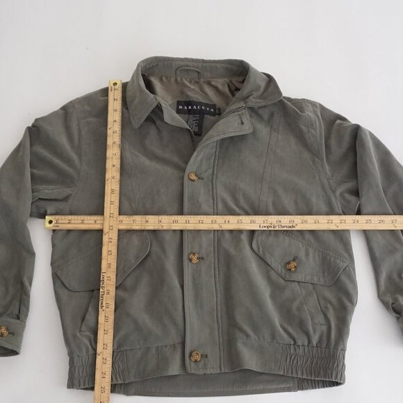 Vintage '90S Barracuda Olive Green Jackson Style Zip Up Farmer Jacket Medium - Picture 4 of 11